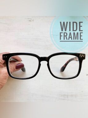 NEW +3.25 WIDE FIT Reading Glasses Bold Rectangular Black/Tortoise Unisex